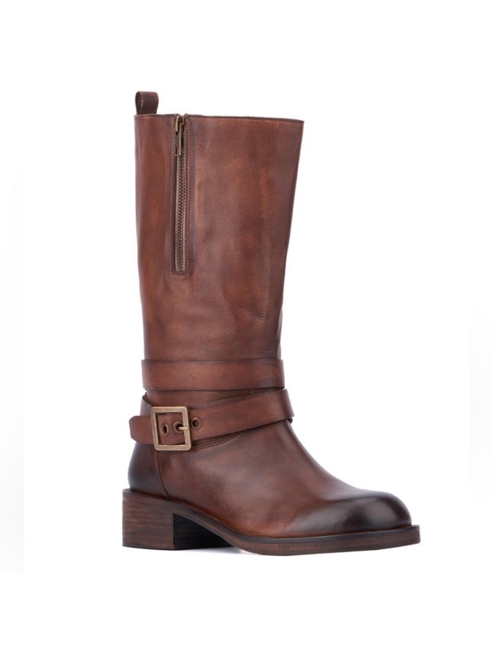 Vintage Foundry Co Phillipa Half Calf Riding Boots Cognac Brown Leather Size 9
